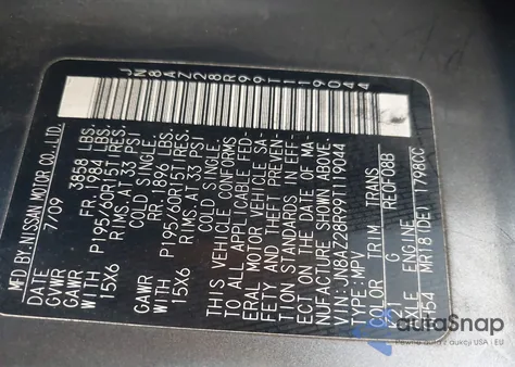 2009 Nissan Cube 1.8S z USA, uszkodzony, nr VIN JN8AZ28R99T119044